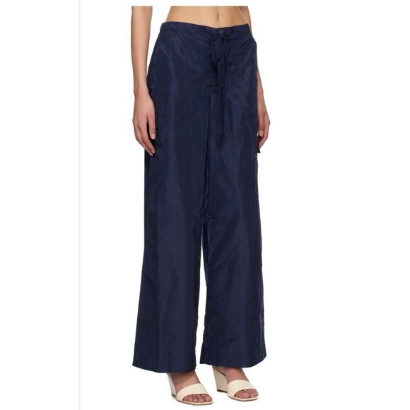 STAUD Navy Blue Camila Trousers Lounge Pants Cargo Wide Leg Loose Pockets US 2 - Picture 2 of 13